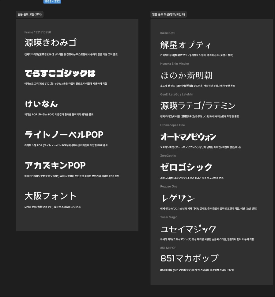 일본어를 지원하는 폰트 라이브러리